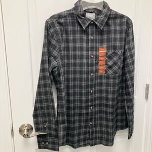 Berkeley Jensen Flannel Button Down Shirt - Men’s Small, Black and Gray, NWT